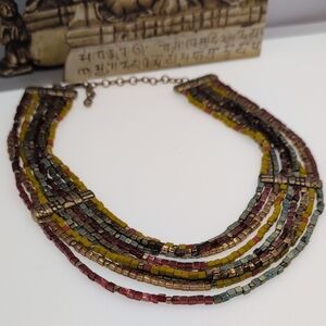 Chico's Yellow and Red Multi-Strand Necklace